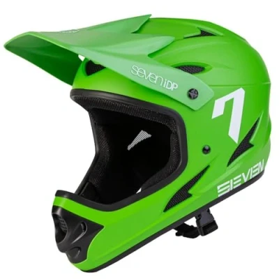 Image of 7 iDP M1 MTB Mountain Bike Full Face Lightweight Vented Bicycle Helmet (Green/White, L)