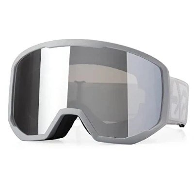 Image of EXP VISION Ski Goggles, Anti fog Snow Snowboard Goggle OTG Dual lens with 100% UV400 Protection for Men Women (Grey Frame Silver)