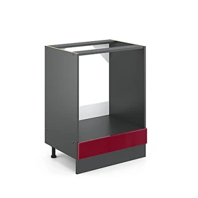 Image of Vicco Oven housing cabinet Raul, Bordeaux High Gloss/Anthracite, 60 cm without worktop