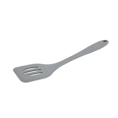 Image of Vogue Silicone Slotted Turner Spatula, Grey, Flexible High Heat Length: 29.5 cm, Safe for Non Stick Pans, Resistant up to 260C, Dishwasher Safe, DA524