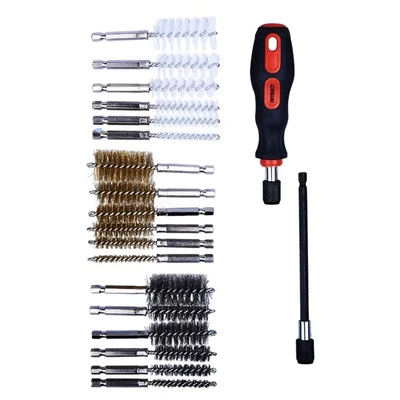 Image of Amtech F3525 Wire Brushes for Cleaning, 20 Piece Brush Kit includes Steel Brush, Brass and Nylon