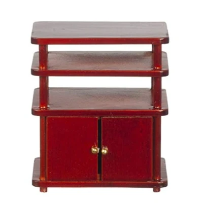 Image of Town Square Miniatures Dolls House Entertainment Centre TV Stand Mahogany Living Room Furniture 1:12