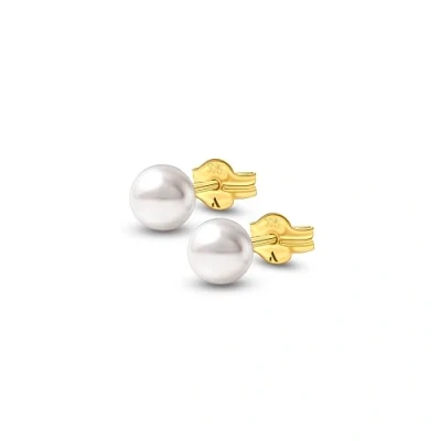 Image of Amberta Allure Women 9ct Gold Pearl Stud Earrings: Earrings for 5 5.5 mm
