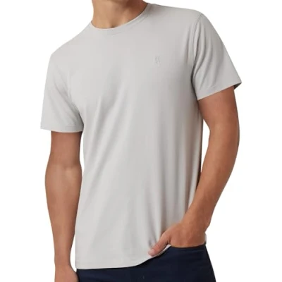 Image of DKNY Mens T Shirts Luxury Men&#039;s Classic Fitted Short Sleeve Crew Neck for Men Plain Tshirts Men, Grey Cloud, Medium