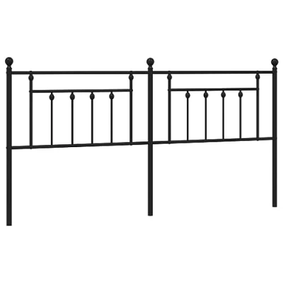 Image of vidaXL Tall Metal Headboard Elegant Black Steel Bed Header for 200 cm Wide Mattress Bedroom Decor Sturdy and Easy Assembly
