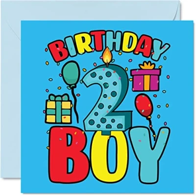 Image of 2nd Birthday Card Boy Happy 2 Year Old Boy, Boys Cards for Him, 145mm x Greeting Son Brother Grandson Nephew Cousin God Son, Second