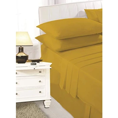 Image of Mustard 2ft 6&quot; (76cmx190cm) Percale Bunk Bed Fitted Sheet Caravan Campervan Small Single