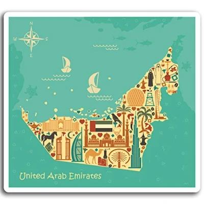 Image of 2 x 10cm United Arab Emirates Vinyl Stickers UAE Sticker Laptop Luggage #17018 (10cm Wide)