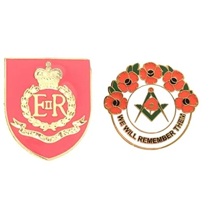 Image of Smartbadge® Royal Military Police British Army Badge And Masonic We Will Remember Hard Enamel Lapel Pin Badges