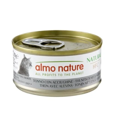 Image of almo nature HFC Natural Wet Cat Food with Tuna &amp; Whitebait (Pack of 24 x 70g Tins)