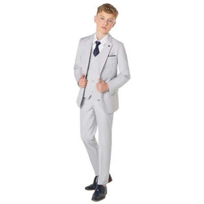 Image of Roco, Boys 5 Piece Stone Wedding Suit, Grey Prom 05 Years