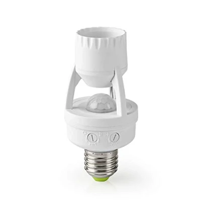 Image of Ex Pro PIR Occupancy Motion Sensor Detector, E27 Lamp Holder Converter Adaptor, Ceiling Mount, 360 Degree 6m Range, White 1 Pack