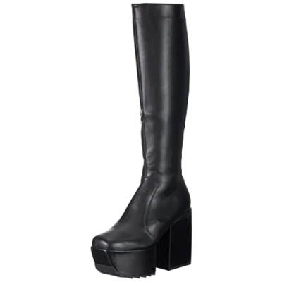 Image of LAMODA Women&#039;s Disappearance Knee high boot, Black PU, 5 UK