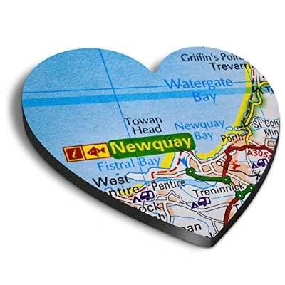 Image of 1 x Heart MDF Magnets Newquay Holiday England Travel UK GB 45865