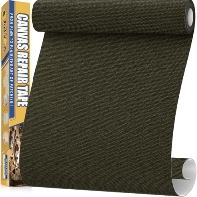 Image of Canvas Repair Tape, 40 x 160 cm Waterproof Fabric Tape for Furniture, Self Adhesive Patches Boat Covers, Sofas, Tents, Louge Chairs, Canopy, Awning Army Green