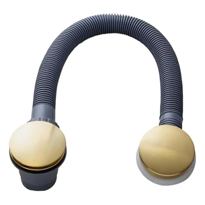 Image of Click Clack Bath Waste Overflow Pipe Plug Pop Up Push Down Design English Gold
