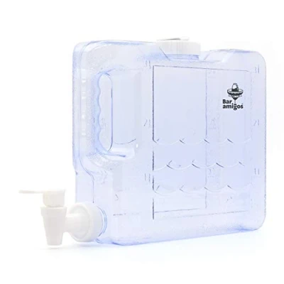 Image of 3L Slim Fridge Water Dispenser with Tap by Bar Amigos Plastic PETG Travel Desktop Container Beverage Tank Drink Refillable Shelf Great for Office Camping Juice Drinks Cocktail Holds 3 litres