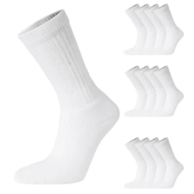 Image of 12 Pairs Mens Cotton Rich Sport Socks Work Shoe Size 6 11 (White)