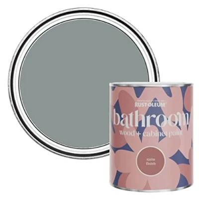 Image of Rust Oleum Grey Moisture Resistant Bathroom Wood and Cabinet Paint in Satin Finish Slate 750ml