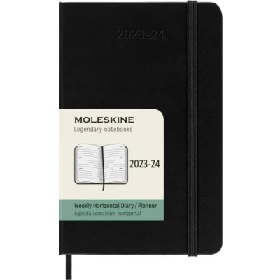 Image of Moleskine Weekly Planner 2023 2024, 18 Month Agenda Horizontal, Hard Cover Planner, Pocket Size 9 x 14 cm, Colour Black