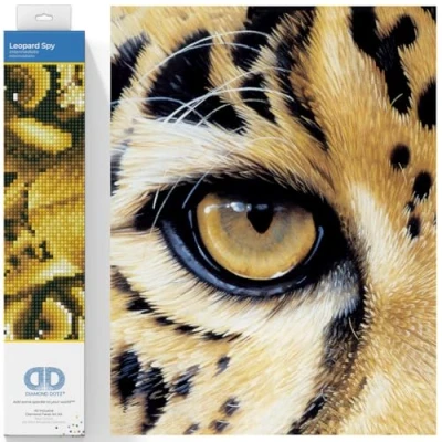 Image of DIAMOND DOTZ Painting, Beginner Kit, Fabric, Leopard Spy, 50 x 23cm