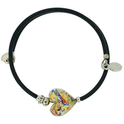 Image of GlassOfVenice Murano Glass Venetian Glamour Heart Bracelet Multicolor Confetti
