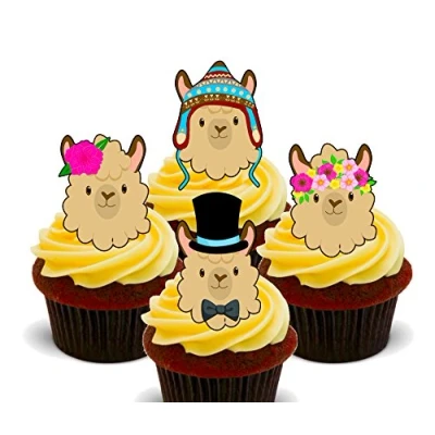 Image of Made4You Llama/Alpaca Edible Cupcake Toppers Stand up Wafer Cake Decorations (12)