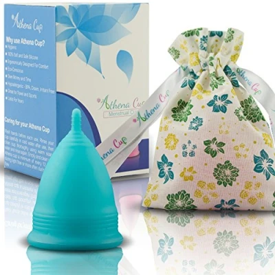 Image of Athena Menstrual Cup One Pack, Period Cups for Light to Regular Flow (Size 1 Small) Soft Reusable Menstruation BPA Free Feminine Silicone Easy Use and Clean Tampon Pad Alternative (Solid Blue)