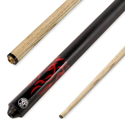 Image of Jonny 8 Ball RED FLAME 2pc RISS Pool Snooker Cue with Ash Shaft 8mm Elk Master Tip