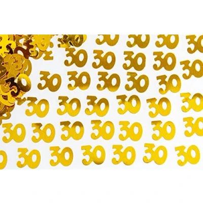 Image of SHATCHI 28g Gold 30th Birthday Confetti Foil Metallic Glitz Table Scatter Sprinkles Age Bday Party Decorations, 12mm