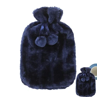 Image of Hot Water Bottle Cover,2 Liter Soft Faux Plush Fur Cute Cover,Hot Cloth Helps Relieve Muscle Aches Menstrual Cramps 6 8 Hours To Keep Warm, Blue