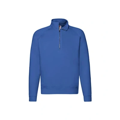 Image of Fruit of the Loom Men&#039;s Premium Zip Neck Sweat Sweater, Royal Blue, L