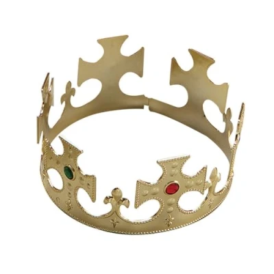 Image of Bristol Novelty BA056 Plastic Flat Pack Crown, Gold, One Size