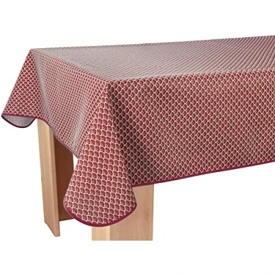 Image of Le linge de Jules Stain Resistant Tablecloth Peacock Burgundy Rectangular 150 x 300 cm