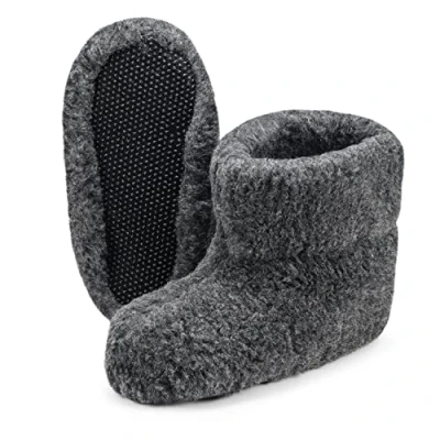 Image of ESTRO Unisex Pure Sheep Warm Wool Slippers Boots Sheepskin ole (7 UK, Graphite)