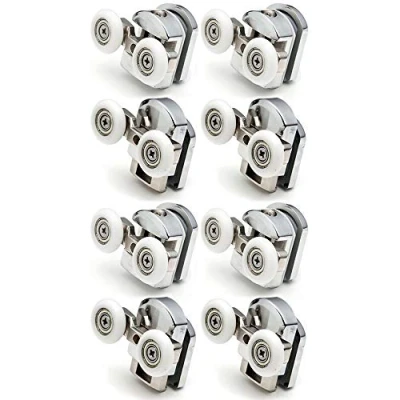 Image of New Replacement Shower Door Fixing Wheels in Chrome 4X Top &amp; Bottom Fits Glass 4 6mm