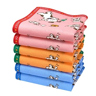 Image of Merrysquare Child handkerchiefs 100% Cotton 6 units 10&quot; square Soccer Model