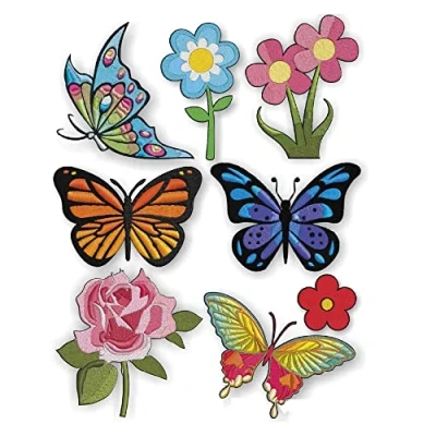 Image of 8 Butterflies Patches Screen Printed Ironing REF.504 U8