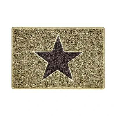 Image of Nicoman STAR Door Mat｜Entrance Barrier Dirt Trapper Floor Mat｜Patio Garden Conservatory Doormat｜Indoor Outdoor Matt｜Beige with Brown Star, 60x40cm
