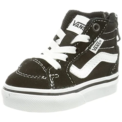 Image of Vans Unisex Kids Filmore Hi Zip Sneaker, Suede Canvas Black White, 4 UK Child