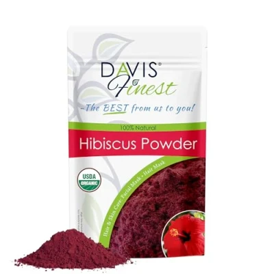Image of Davis Finest Organic Hibiscus Powder 250g, Hair &amp; Skin, Facial Mask, Face Pack, Growth, Shine Condition