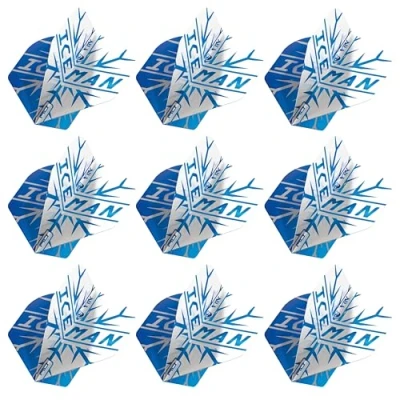 Image of RED DRAGON Yin Yang Double Sided Gerwyn Price Iceman Blue &amp; White Standard Dart Flights 3 Sets Per Pack (9 in total)