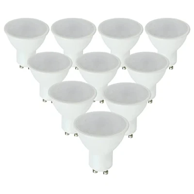 Image of MiniSun Pack of 10 Dimmable 5W SMD LED GU10 Super Bright Thermo Plastic Light Bulbs [3000K Warm White]