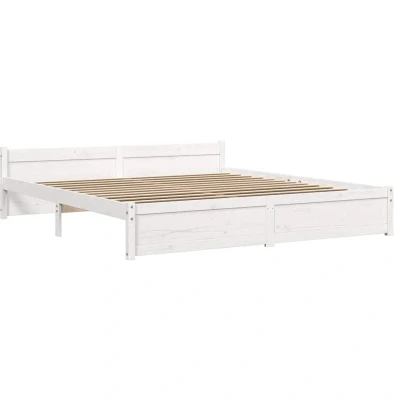 Image of vidaXL Bed Frame without Mattress White Solid Wood 180x200 cm Super King