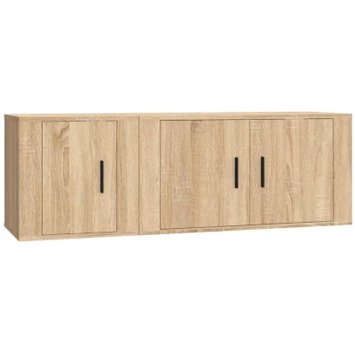 Image of vidaXL 2 Piece TV Cabinet Set Sonoma Oak Engineered Wood
