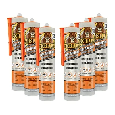 Image of Gorilla Heavy Duty Grab Adhesive Crystal Clear 270ml (Pack of 6)
