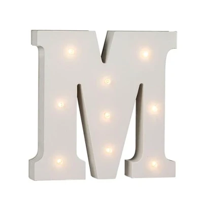 Image of OOTB Illuminated Letter M Light with 9 LED, Wood, 1 W, White