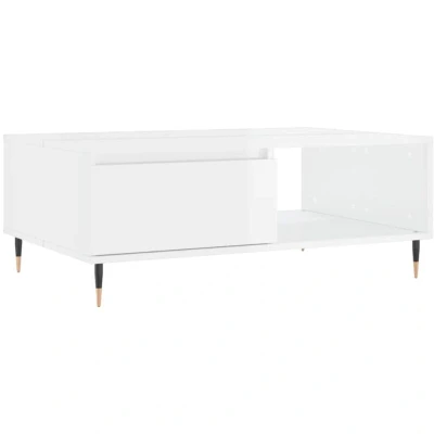 Image of vidaXL Coffee Table High Gloss White 90x60x35 cm Engineered Wood