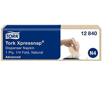 Image of Tork 12840 Xpressnap Extra Soft Environmental Napkins N4 / Suitable for Interfold Napkin System Dispensers Nature 1 Ply 8 x 1125 (10.7 16.5 cm)
