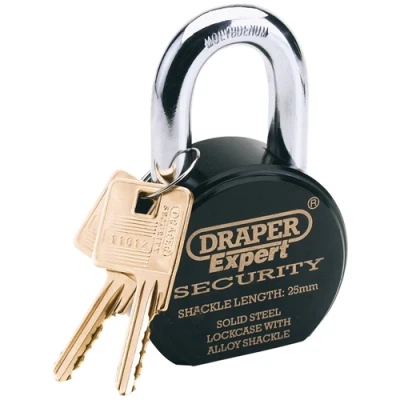 Image of Draper Heavy Duty Stainless Steel Padlock and 2 Keys, 63 x 25mm